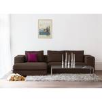 Ecksofa Columbia Webstoff Stoff Dara: Braun - Longchair davorstehend links