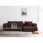 Ecksofa Columbia Webstoff Stoff Dara: Braun - Longchair davorstehend rechts