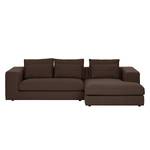 Ecksofa Columbia Webstoff Stoff Dara: Braun - Longchair davorstehend rechts