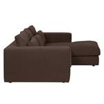 Ecksofa Columbia Webstoff Stoff Dara: Braun - Longchair davorstehend rechts