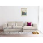 Ecksofa Columbia Webstoff Stoff Dara: Creme - Longchair davorstehend rechts