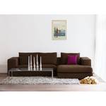 Ecksofa Columbia Webstoff Stoff Valura: Braun - Longchair davorstehend rechts