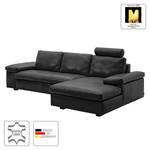 Ecksofa Concept101-M Echtleder - Anthrazit - Longchair davorstehend rechts - Mit Kopfstütze