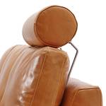 Canapé d'angle Concept101-M Cuir véritable - Cognac - Méridienne courte à droite (vue de face) - Avec appui-tête