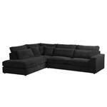 Ecksofa Coolock Cord Schwarz - Ottomane davorstehend links