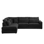 Ecksofa Coolock Cord Schwarz - Ottomane davorstehend links