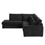 Ecksofa Coolock Cord Schwarz - Ottomane davorstehend links