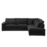 Ecksofa Coolock Cord Schwarz - Ottomane davorstehend rechts