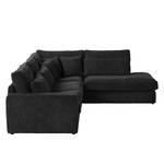 Ecksofa Coolock Cord Schwarz - Ottomane davorstehend rechts