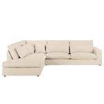 Ecksofa Coolock Webstoff Creme - Ottomane davorstehend links