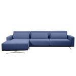 Ecksofa Copperfield I mit Schlaffunktion Webstoff - Stoff Bora: Blau - Longchair davorstehend links