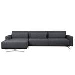 Ecksofa Copperfield I mit Schlaffunktion Webstoff - Stoff Bora: Grau Meliert - Longchair davorstehend links