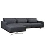 Ecksofa Copperfield I mit Schlaffunktion Webstoff - Stoff Bora: Grau Meliert - Longchair davorstehend links