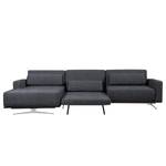 Ecksofa Copperfield I mit Schlaffunktion Webstoff - Stoff Bora: Grau Meliert - Longchair davorstehend links