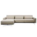 Ecksofa Copperfield I mit Schlaffunktion Webstoff - Stoff Parsa: Beige-Grau - Longchair davorstehend links