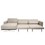 Ecksofa Copperfield I mit Schlaffunktion Webstoff - Stoff Parsa: Beige-Grau - Longchair davorstehend links