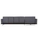 Ecksofa Copperfield I mit Schlaffunktion Webstoff - Stoff Parsa: Grau-Schwarz - Longchair davorstehend links