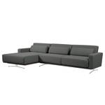 Ecksofa Copperfield I mit Schlaffunktion Webstoff - Stoff Zahira: Anthrazit - Longchair davorstehend links