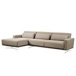 Ecksofa Copperfield I mit Schlaffunktion Webstoff - Stoff Zahira: Beige-Grau - Longchair davorstehend links