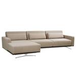 Ecksofa Copperfield I mit Schlaffunktion Webstoff - Stoff Zahira: Beige-Grau - Longchair davorstehend links