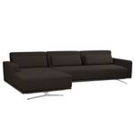 Ecksofa Copperfield I mit Schlaffunktion Webstoff - Stoff Zahira: Braun - Longchair davorstehend links