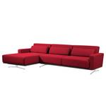 Ecksofa Copperfield I mit Schlaffunktion Webstoff - Stoff Zahira: Rot - Longchair davorstehend links