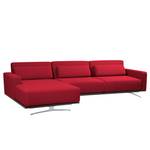 Ecksofa Copperfield I mit Schlaffunktion Webstoff - Stoff Zahira: Rot - Longchair davorstehend links