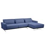 Ecksofa Copperfield I mit Schlaffunktion Webstoff - Stoff Bora: Blau - Longchair davorstehend rechts