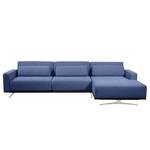 Ecksofa Copperfield I mit Schlaffunktion Webstoff - Stoff Bora: Blau - Longchair davorstehend rechts