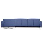 Ecksofa Copperfield I mit Schlaffunktion Webstoff - Stoff Bora: Blau - Longchair davorstehend rechts