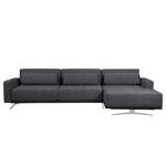 Ecksofa Copperfield I mit Schlaffunktion Webstoff - Stoff Bora: Grau Meliert - Longchair davorstehend rechts