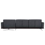 Ecksofa Copperfield I mit Schlaffunktion Webstoff - Stoff Bora: Grau Meliert - Longchair davorstehend rechts