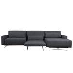 Ecksofa Copperfield I mit Schlaffunktion Webstoff - Stoff Bora: Grau Meliert - Longchair davorstehend rechts