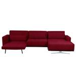 Ecksofa Copperfield I mit Schlaffunktion Webstoff - Stoff Bora: Rot - Longchair davorstehend rechts