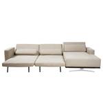 Ecksofa Copperfield I mit Schlaffunktion Webstoff - Stoff Parsa: Beige-Grau - Longchair davorstehend rechts