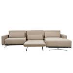 Ecksofa Copperfield I mit Schlaffunktion Webstoff - Stoff Zahira: Beige-Grau - Longchair davorstehend rechts