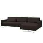 Ecksofa Copperfield I mit Schlaffunktion Webstoff - Stoff Zahira: Braun - Longchair davorstehend rechts