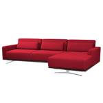 Ecksofa Copperfield I mit Schlaffunktion Webstoff - Stoff Zahira: Rot - Longchair davorstehend rechts