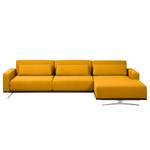 Ecksofa Copperfield I mit Schlaffunktion Webstoff - Stoff Zahira: Senfgelb - Longchair davorstehend rechts