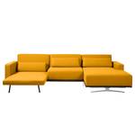 Ecksofa Copperfield I mit Schlaffunktion Webstoff - Stoff Zahira: Senfgelb - Longchair davorstehend rechts