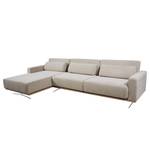 Ecksofa Copperfield II mit Schlaffunktion - Webstoff - Stoff Parsa: Beige-Grau - Longchair davorstehend links