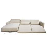 Ecksofa Copperfield II mit Schlaffunktion - Webstoff - Stoff Parsa: Beige-Grau - Longchair davorstehend links