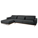 Ecksofa Copperfield II mit Schlaffunktion - Webstoff - Stoff Zahira: Anthrazit - Longchair davorstehend links