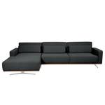 Ecksofa Copperfield II mit Schlaffunktion - Webstoff - Stoff Zahira: Anthrazit - Longchair davorstehend links