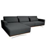 Ecksofa Copperfield II mit Schlaffunktion - Webstoff - Stoff Zahira: Anthrazit - Longchair davorstehend links