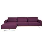 Ecksofa Copperfield II mit Schlaffunktion - Webstoff - Stoff Zahira: Aubergine - Longchair davorstehend links