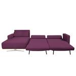 Ecksofa Copperfield II mit Schlaffunktion - Webstoff - Stoff Zahira: Aubergine - Longchair davorstehend links