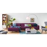 Ecksofa Copperfield II mit Schlaffunktion - Webstoff - Stoff Zahira: Aubergine - Longchair davorstehend links