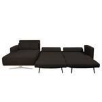 Ecksofa Copperfield II mit Schlaffunktion - Webstoff - Stoff Zahira: Braun - Longchair davorstehend links