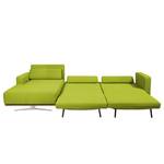 Ecksofa Copperfield II mit Schlaffunktion - Webstoff - Stoff Zahira: Limette - Longchair davorstehend links